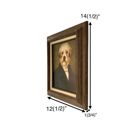 Dog Portrait Terroir in Suit Painting Canine Art Oil on Canvas Signed and Framed - Picture 2 of 7